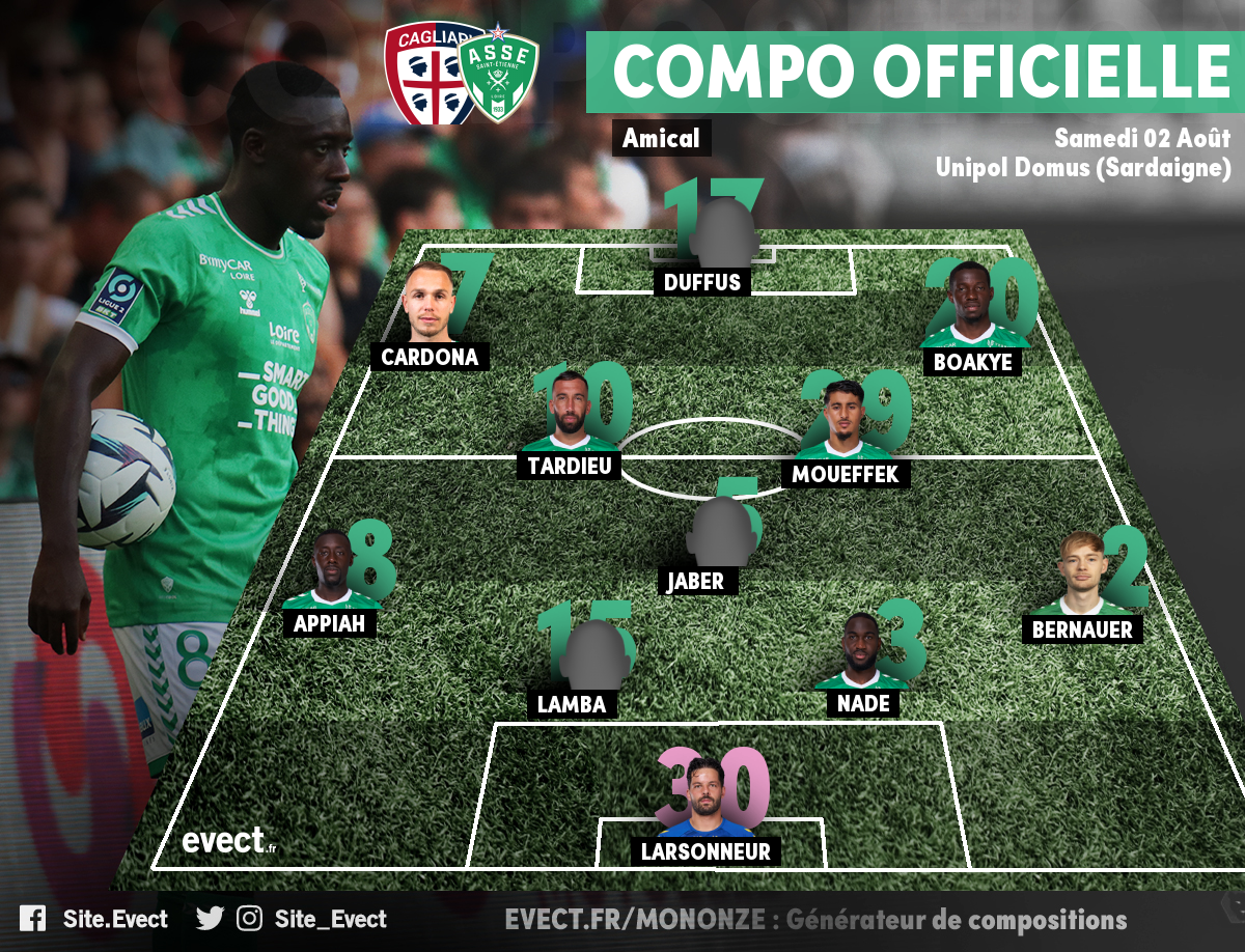 Flash : La composition de départ de l'ASSE pour affronter Cagliari #ASSE