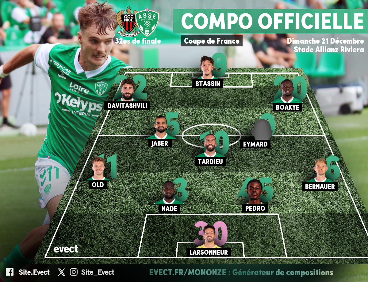 🚨 Des surprises dans le onze de départ de l'ASSE face à Nice #ASSE