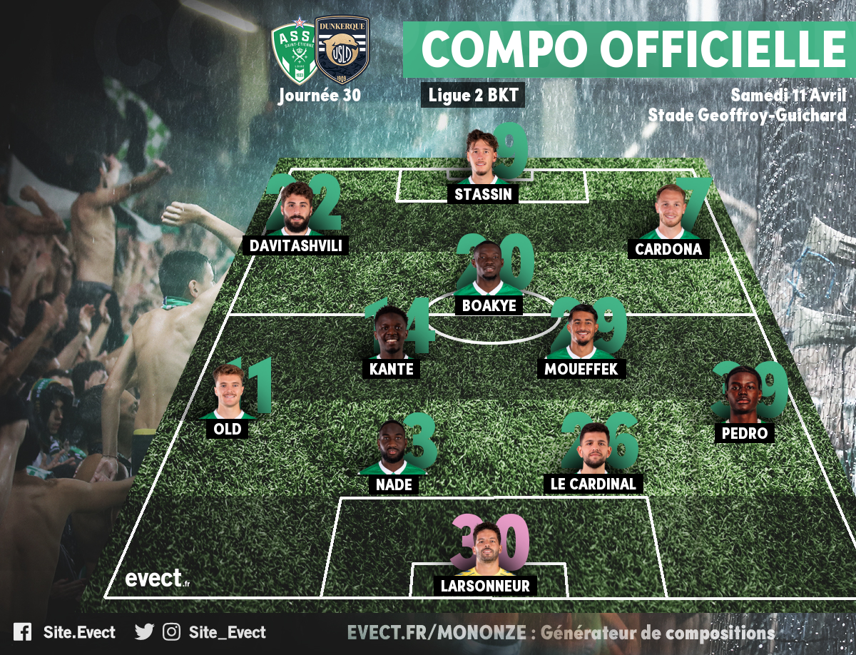 Ligue 2 - Le onze de départ de l'ASSE avec quelques surprises #ASSE