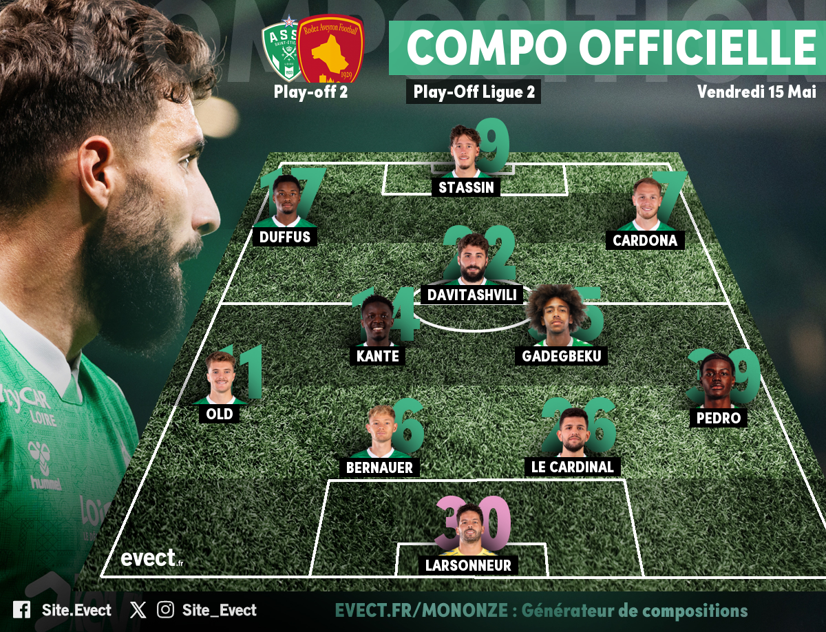 Le onze de départ de l'ASSE pour le play-off 2 avec une surprise #ASSE