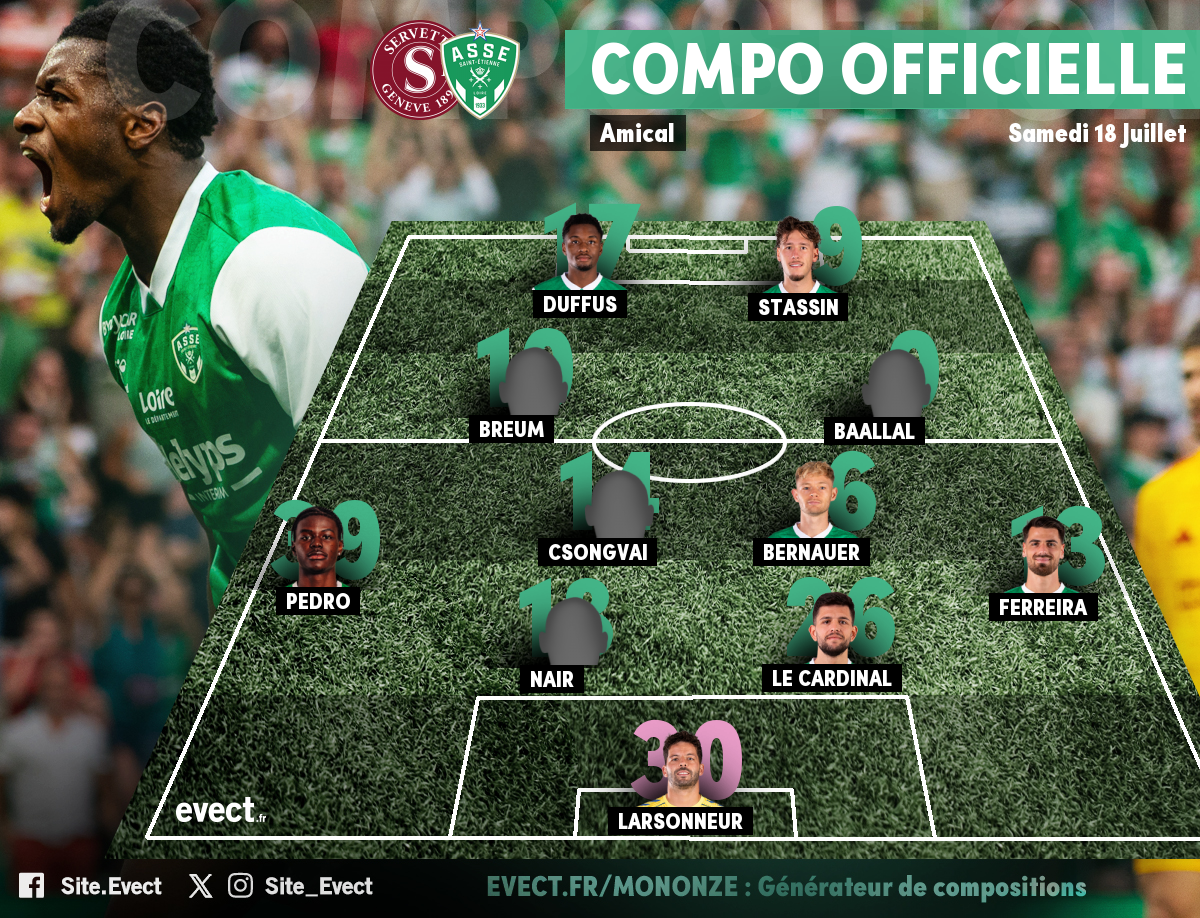 ASSE - La compo' Cathro avec trois recrues pour défier le Servette #ASSE