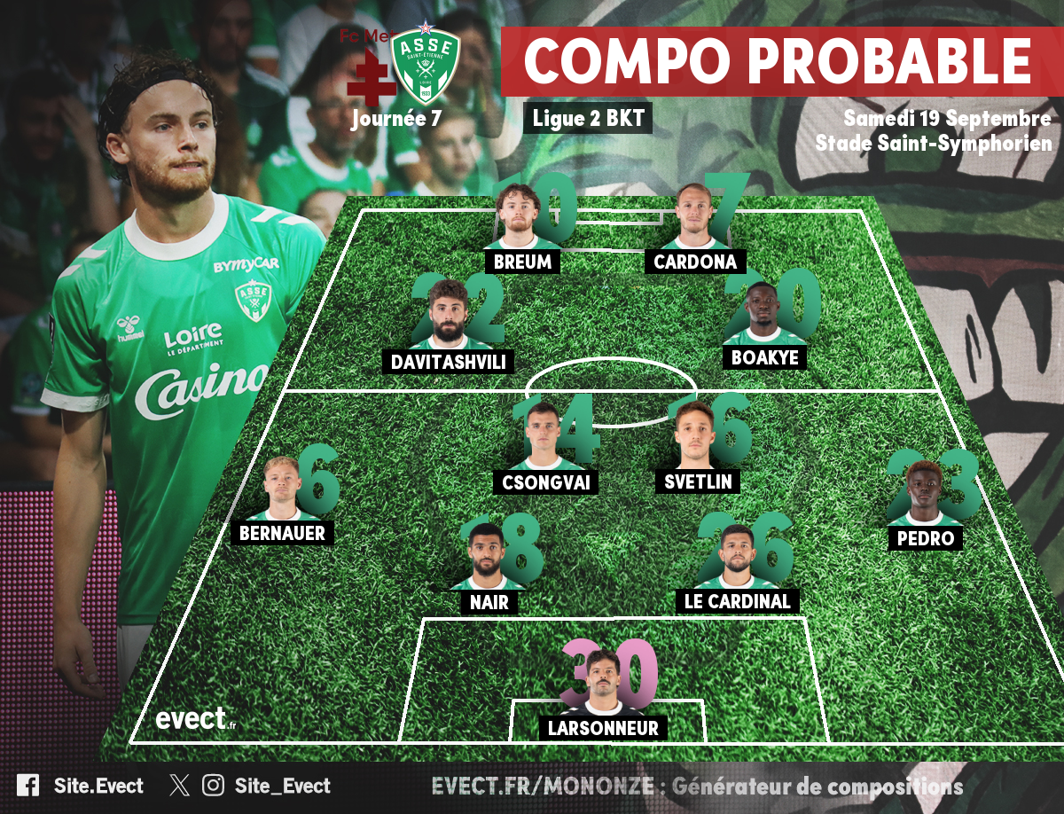Ligue 2 - La compo' probable de l'ASSE pour affronter Metz #ASSE