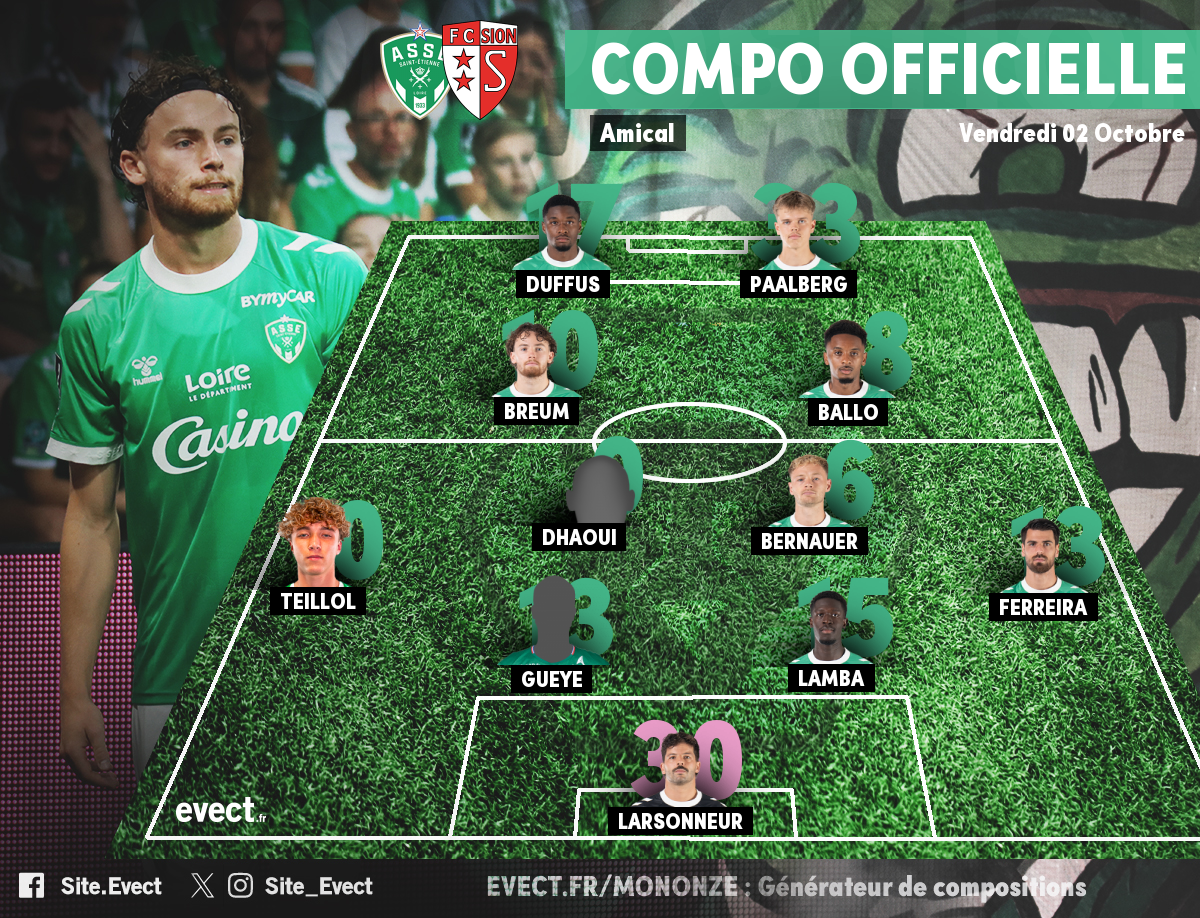 La composition inédite de l'ASSE pour défier le FC Sion #ASSE