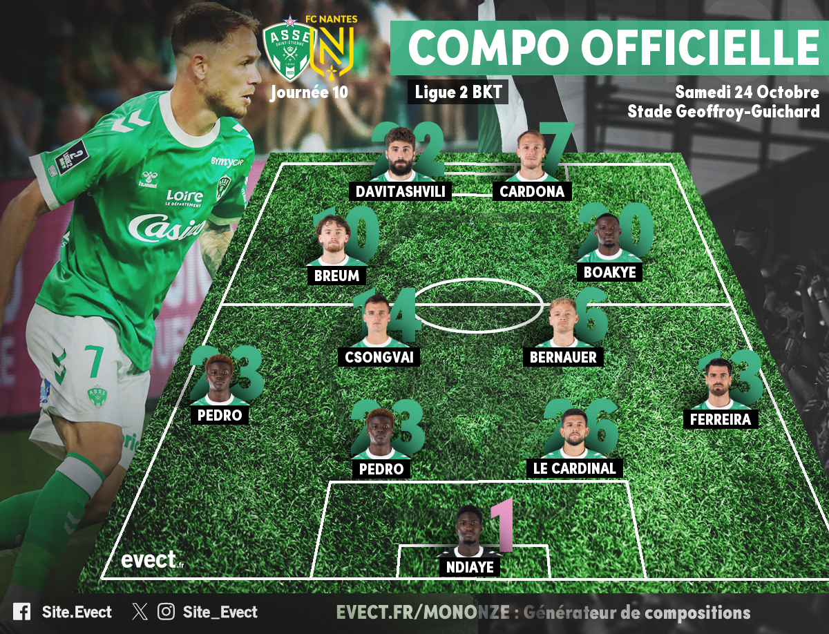 Ligue 2 - Le onze de départ de l'ASSE avec deux surprises #ASSE