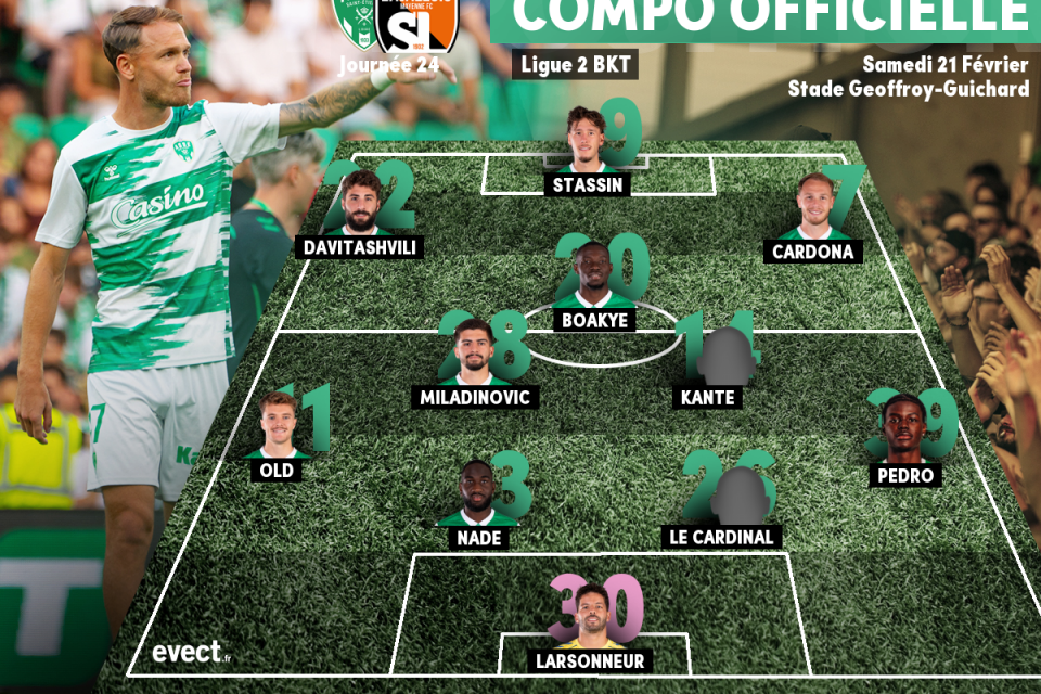 Ligue 2 - La compo de l'ASSE pour affronter Laval