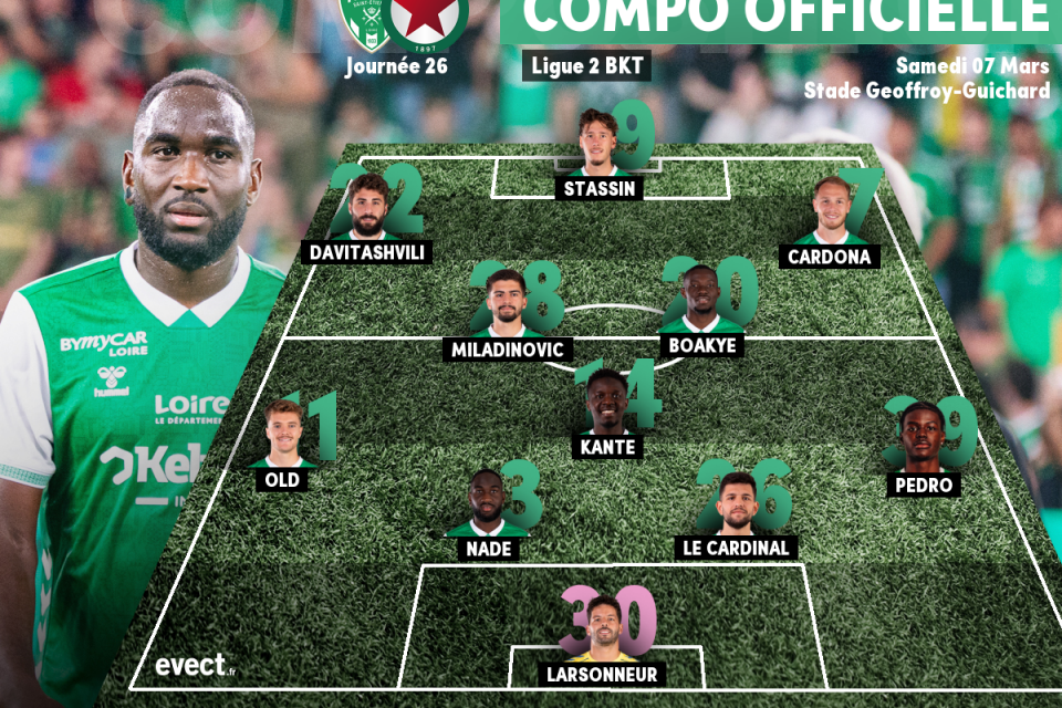 Ligue 2 - La compo de l'ASSE pour affronter le Red Star