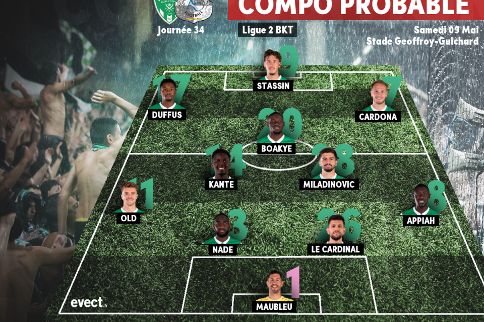 Maubleu dans les buts, retour au 4-3-3, la compo probable de l'ASSE