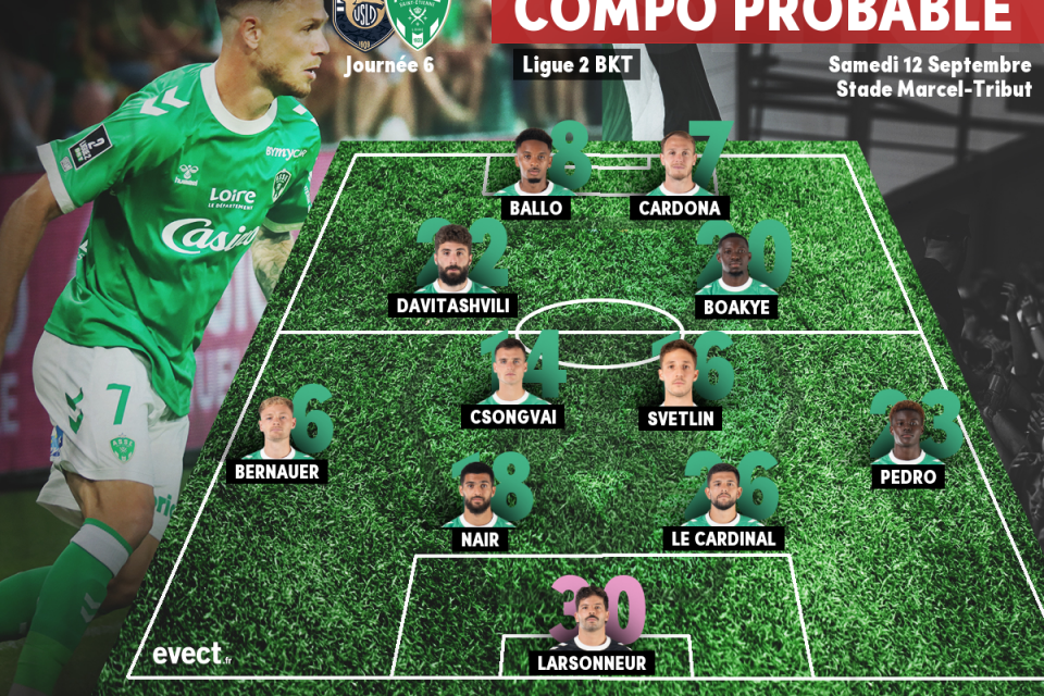 Ligue 2 - La compo' probable de l'ASSE pour affronter Dunkerque